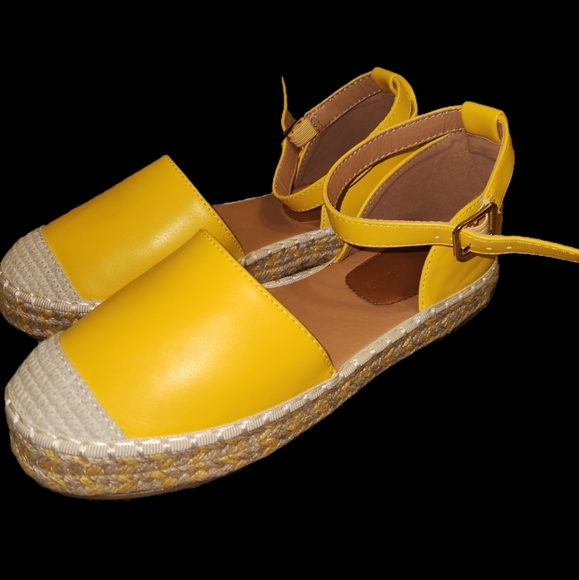 Rampage Yellow Espadrille Flats Size 7 - Picture 1 of 14